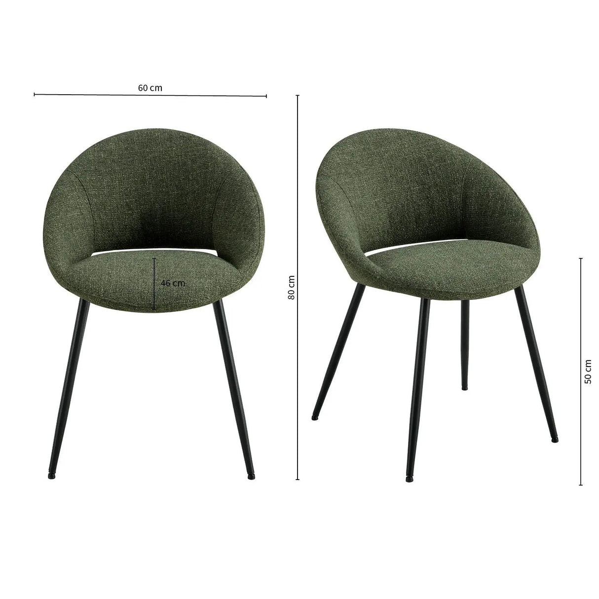 Esszimmerstuhl – Texture Stoff, Rückenöffnung, Grüne Farbe - Job | Kick Collection