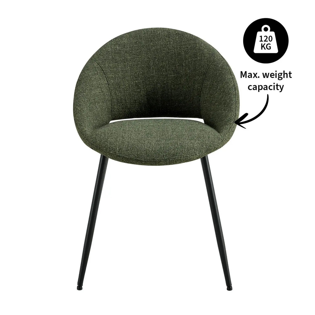 Esszimmerstuhl – Texture Stoff, Rückenöffnung, Grüne Farbe - Job | Kick Collection