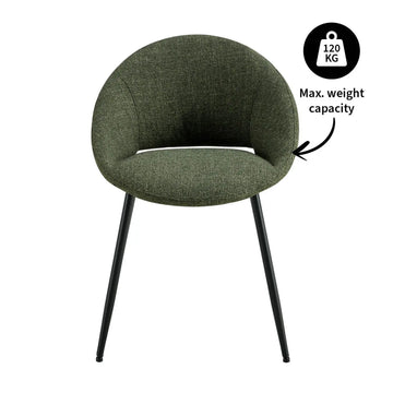 Esszimmerstuhl – Texture Stoff, Rückenöffnung, Grüne Farbe - Job | Kick Collection