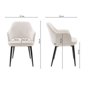Esszimmerstuhl – Texture Stoff, Metallgestell Schwarz, Champagner Farbe - Jodi | Kick Collection