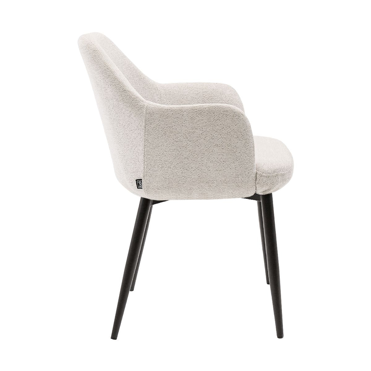 Esszimmerstuhl – Texture Stoff, Metallgestell Schwarz, Champagner Farbe - Jodi | Kick Collection