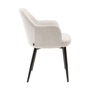 Esszimmerstuhl – Texture Stoff, Metallgestell Schwarz, Champagner Farbe - Jodi | Kick Collection
