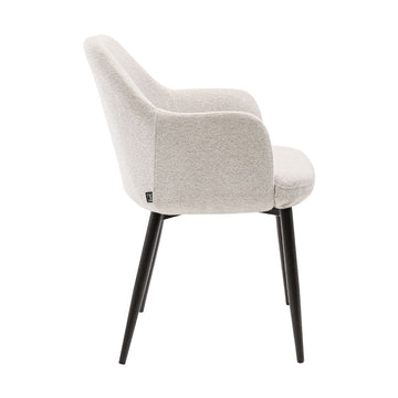 Esszimmerstuhl – Texture Stoff, Metallgestell Schwarz, Champagner Farbe - Jodi | Kick Collection