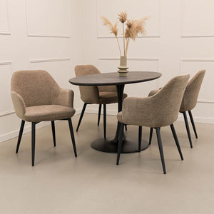 Esszimmerstuhl – Texture Stoff, Metallgestell Schwarz, Champagner Farbe - Jodi | Kick Collection