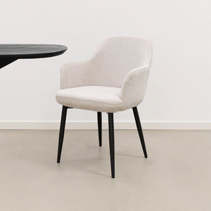Esszimmerstuhl – Texture Stoff, Metallgestell Schwarz, Champagner Farbe - Jodi | Kick Collection