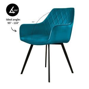 Esszimmerstuhl – Velvet Stoff, Schwarzes Metallgestell, Blaue Farbe - Karl  | Kick Collection