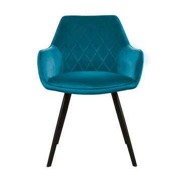 Esszimmerstuhl – Velvet Stoff, Schwarzes Metallgestell, Blaue Farbe - Karl  | Kick Collection