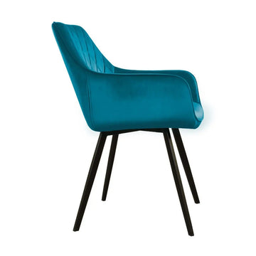 Esszimmerstuhl – Velvet Stoff, Schwarzes Metallgestell, Blaue Farbe - Karl  | Kick Collection