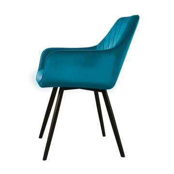 Esszimmerstuhl – Velvet Stoff, Schwarzes Metallgestell, Blaue Farbe - Karl  | Kick Collection