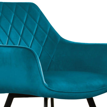 Esszimmerstuhl – Velvet Stoff, Schwarzes Metallgestell, Blaue Farbe - Karl  | Kick Collection
