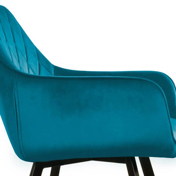 Esszimmerstuhl – Velvet Stoff, Schwarzes Metallgestell, Blaue Farbe - Karl  | Kick Collection
