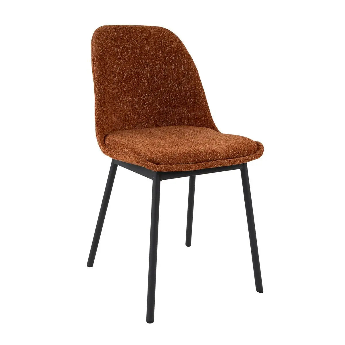 Esszimmerstuhl – Strukturstoff, Schwarzes Metallgestell, Orange Farbe - Lana | Kick Collection