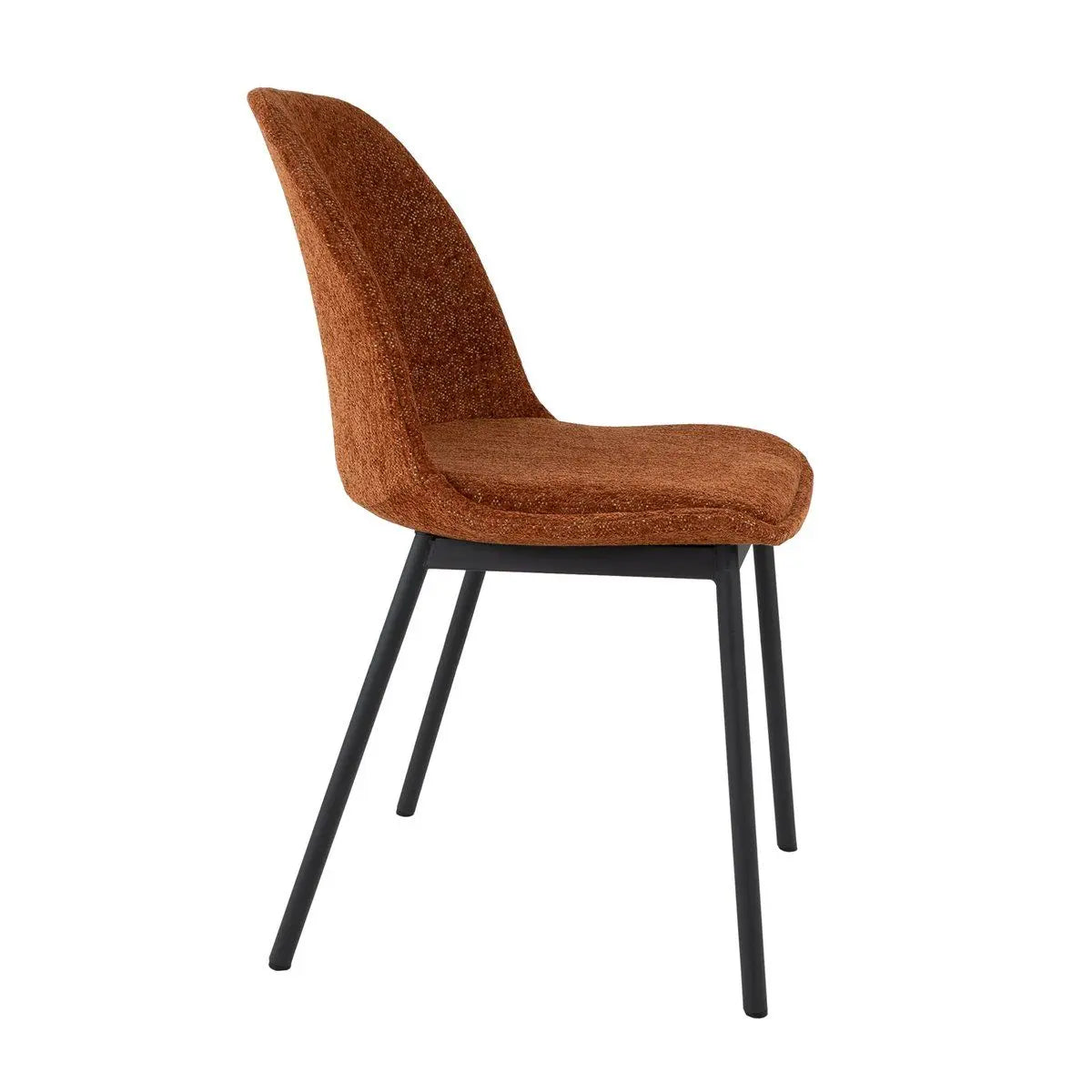 Esszimmerstuhl – Strukturstoff, Schwarzes Metallgestell, Orange Farbe - Lana | Kick Collection