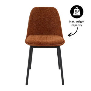Esszimmerstuhl – Strukturstoff, Schwarzes Metallgestell, Orange Farbe - Lana | Kick Collection