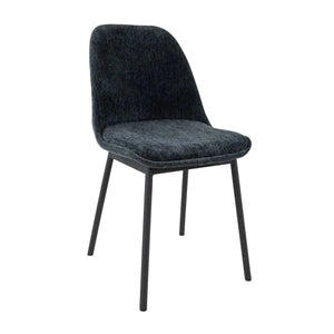 Esszimmerstuhl – Strukturstoff, Schwarzes Metallgestell, Blaue Farbe - Lana | Kick Collection