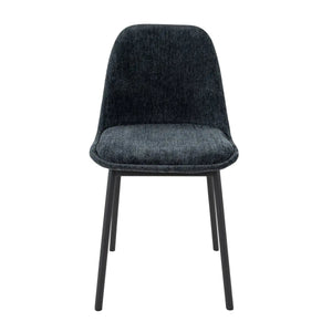 Esszimmerstuhl – Strukturstoff, Schwarzes Metallgestell, Blaue Farbe - Lana | Kick Collection