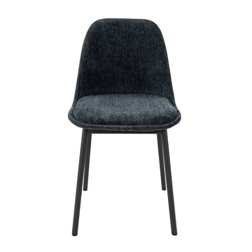 Esszimmerstuhl – Strukturstoff, Schwarzes Metallgestell, Blaue Farbe - Lana | Kick Collection