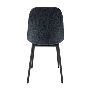 Esszimmerstuhl – Strukturstoff, Schwarzes Metallgestell, Blaue Farbe - Lana | Kick Collection