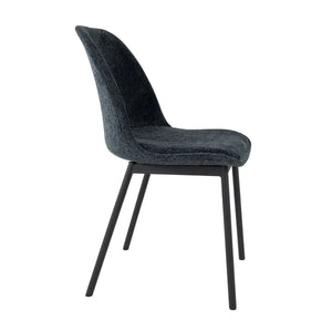 Esszimmerstuhl – Strukturstoff, Schwarzes Metallgestell, Blaue Farbe - Lana | Kick Collection