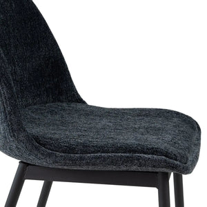 Esszimmerstuhl – Strukturstoff, Schwarzes Metallgestell, Blaue Farbe - Lana | Kick Collection