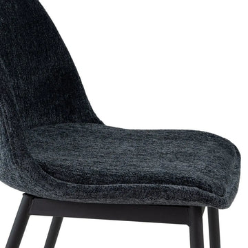 Esszimmerstuhl – Strukturstoff, Schwarzes Metallgestell, Blaue Farbe - Lana | Kick Collection