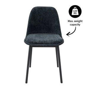 Esszimmerstuhl – Strukturstoff, Schwarzes Metallgestell, Blaue Farbe - Lana | Kick Collection