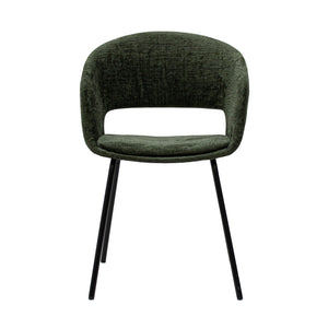 Esszimmerstuhl – Texture Stoff, Metall Gestell, Grüne Farbe - Mette | Kick Collection