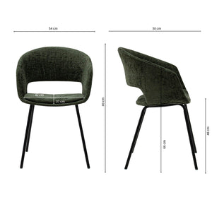 Esszimmerstuhl – Texture Stoff, Metall Gestell, Grüne Farbe - Mette | Kick Collection