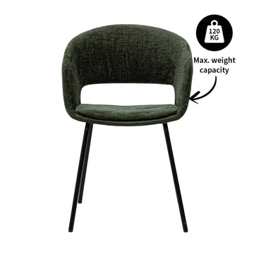 Esszimmerstuhl – Texture Stoff, Metall Gestell, Grüne Farbe - Mette | Kick Collection
