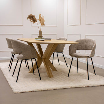 Esszimmerstuhl – Texture Stoff, Metall Gestell, Terra Farbe - Mette | Kick Collection