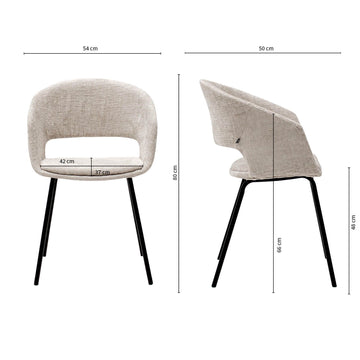 Esszimmerstuhl – Texture Stoff, Metall Gestell, Champagne Farbe - Mette | Kick Collection