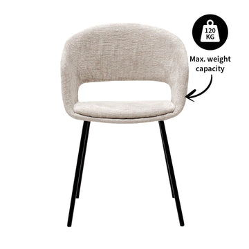 Esszimmerstuhl – Texture Stoff, Metall Gestell, Champagne Farbe - Mette | Kick Collection