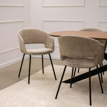 Esszimmerstuhl – Texture Stoff, Metall Gestell, Champagne Farbe - Mette | Kick Collection