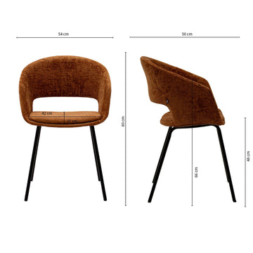 Esszimmerstuhl – Texture Stoff, Metall Gestell, Terra Farbe - Mette | Kick Collection