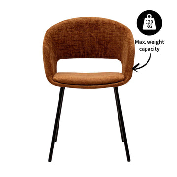 Esszimmerstuhl – Texture Stoff, Metall Gestell, Terra Farbe - Mette | Kick Collection