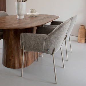 Esszimmerstuhl – Texture Stoff, Metall Gestell, Champagne Farbe - Mila | Kick Collection