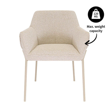 Esszimmerstuhl – Texture Stoff, Metall Gestell, Champagne Farbe - Mila | Kick Collection