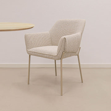 Esszimmerstuhl – Texture Stoff, Metall Gestell, Champagne Farbe - Mila | Kick Collection