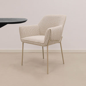 Esszimmerstuhl – Texture Stoff, Metall Gestell, Champagne Farbe - Mila | Kick Collection