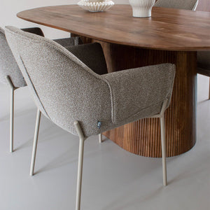 Dining chair - armrests, textured fabric Terra & diamond quilting - Mila | Kick Collection