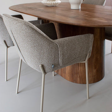 Esszimmerstuhl – Texture Stoff, Metall Gestell, Terra Farbe - Mila | Kick Collection