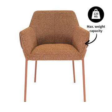 Esszimmerstuhl – Texture Stoff, Metall Gestell, Terra Farbe - Mila | Kick Collection