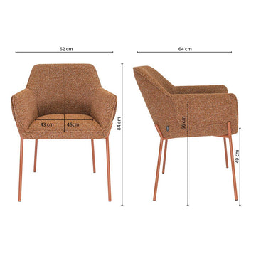 Esszimmerstuhl – Texture Stoff, Metall Gestell, Terra Farbe - Mila | Kick Collection