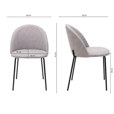 Esszimmerstuhl – Strukturstoff Bezug, Metall Gestell, Graue Farbe - Noa | Kick Collection