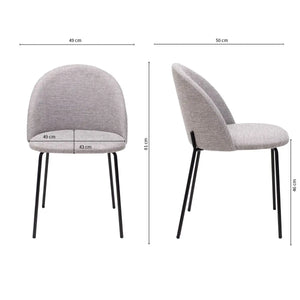 Esszimmerstuhl – Strukturstoff Bezug, Metall Gestell, Graue Farbe - Noa | Kick Collection