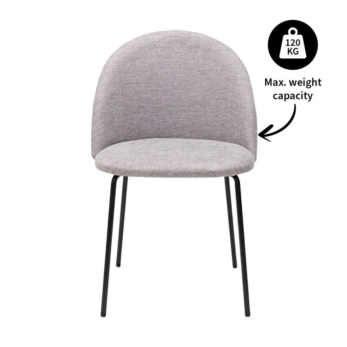 Esszimmerstuhl – Strukturstoff Bezug, Metall Gestell, Graue Farbe - Noa | Kick Collection