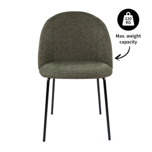 Esszimmerstuhl – Strukturstoff Bezug, Metall Gestell, Grüne Farbe - Noa | Kick Collection