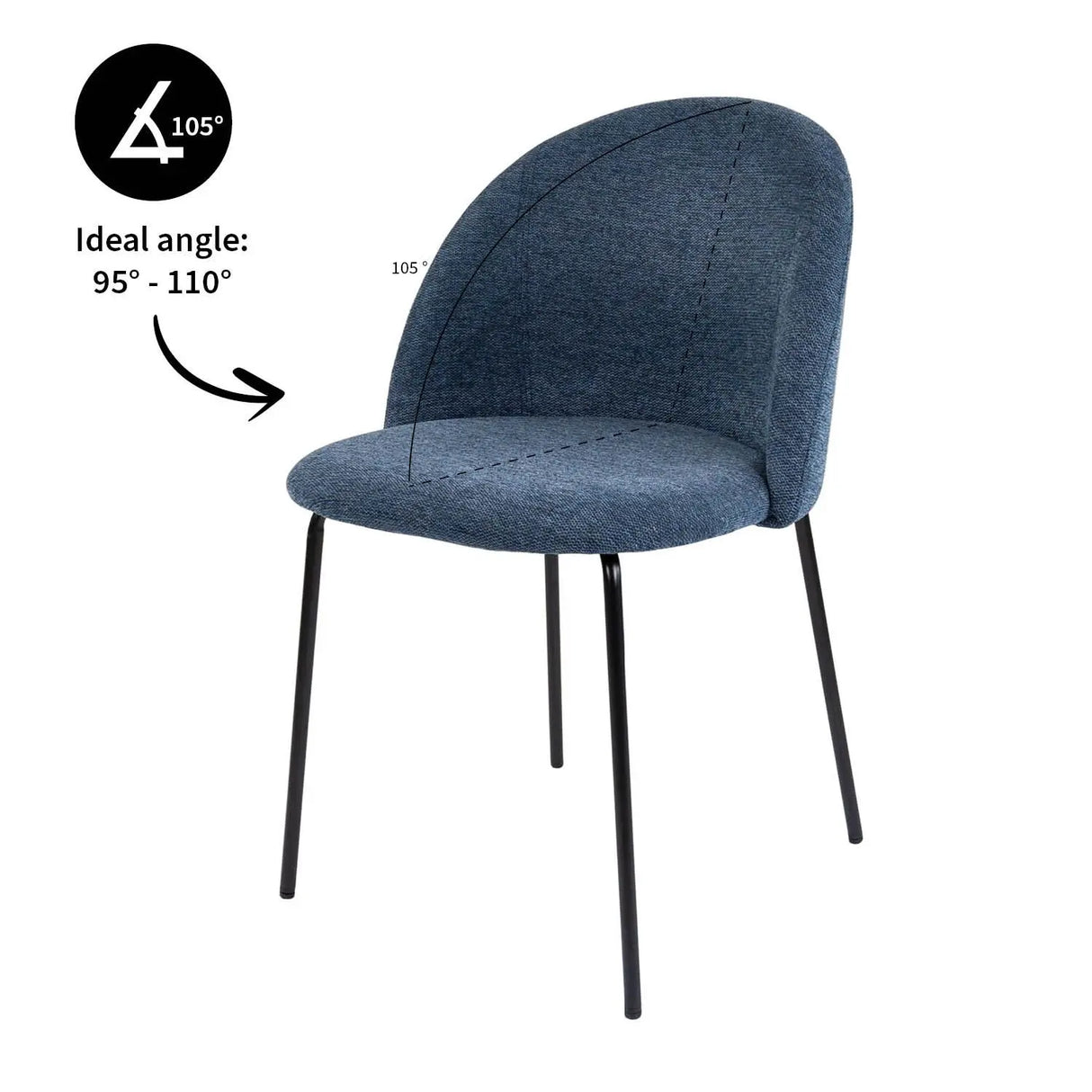 Esszimmerstuhl – Strukturstoff Bezug, Metall Gestell, Blaue Farbe - Noa | Kick Collection