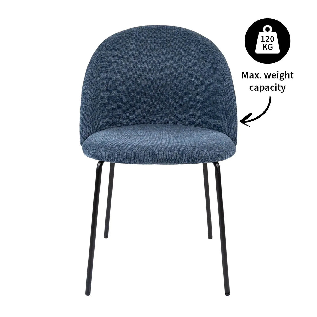 Esszimmerstuhl – Strukturstoff Bezug, Metall Gestell, Blaue Farbe - Noa | Kick Collection