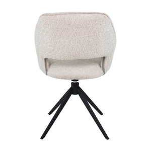 Drehstuhl – Bouclé Stoff, Schwarzes Metallgestell, Creme Farbe - Owen | Kick Collection
